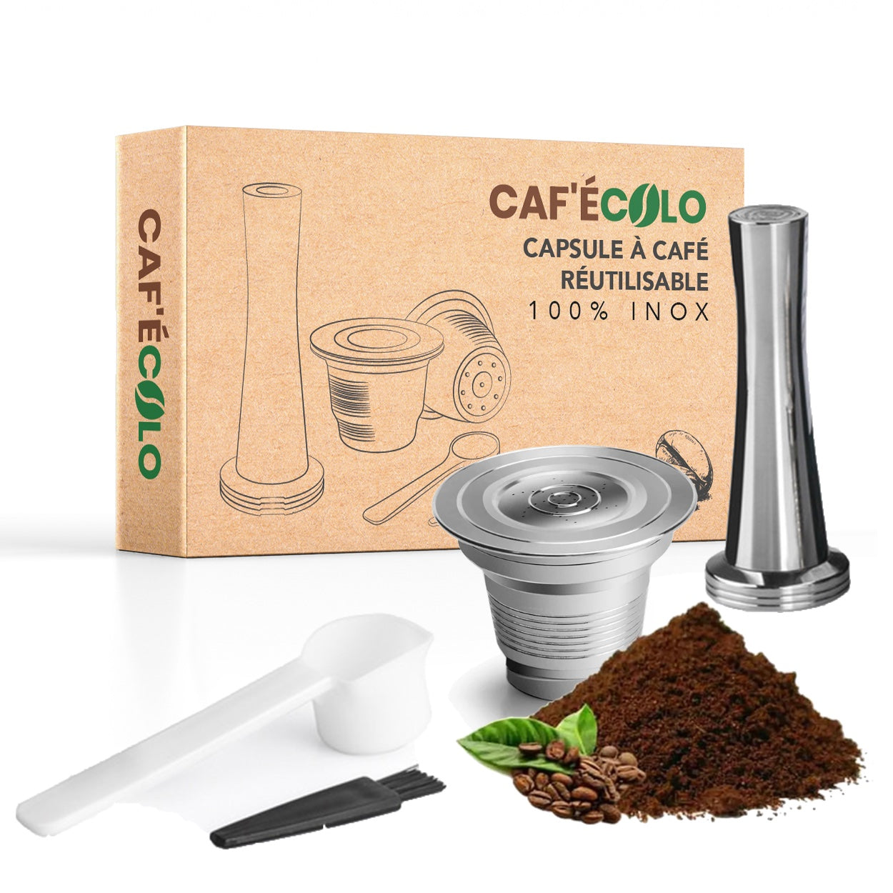 Capsule Di Caff&egrave; Riutilizzabili E Coperchi Adesivi In Carta Biodegradabile Per N Espresso OriginalLine, 2 Cialde Ricaricabili In Acciaio Inox 100 Sigilli Per Capsule In Carta (36 Mm