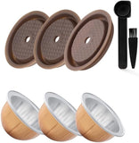 Pack de 3 couvercles en silicone et 3 capsules rechargeables compatibles avec les machines à café Nespresso Vertuo par Cafécolo