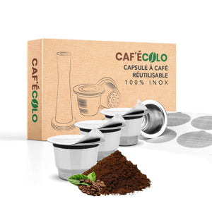 Boite de trois capsules réutilisables Cafécolo compatibles nespresso